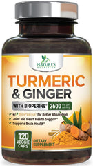 Bottle of Turmeric Curcumin 2600mg with Organic Ginger and BioPerine