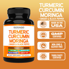 Label highlighting 95% curcuminoids and 4-month value