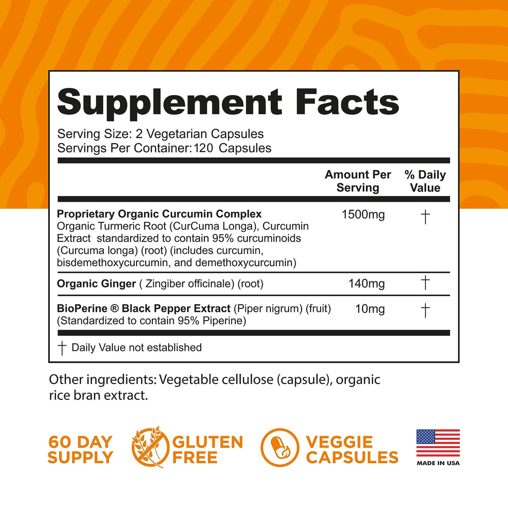 Product pack shot of Turmeric Curcumin with BioPerine and Ginger – USA made