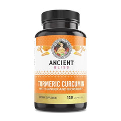 Turmeric Curcumin with Black Pepper and Raw Ginger Root Powder capsules by Ancient Bliss, 120-count