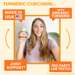 Back panel of Turmeric Curcumin bottle with supplement facts