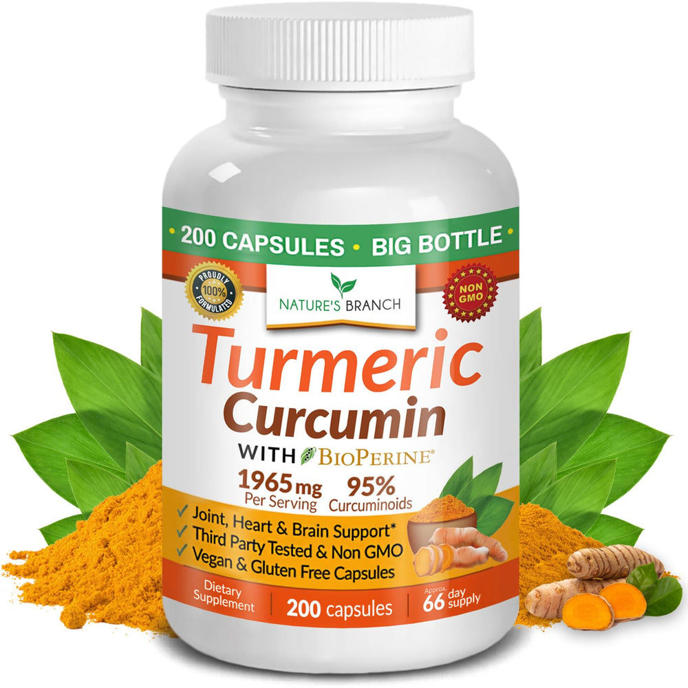 Front view of Turmeric Curcumin with BioPerine bottle