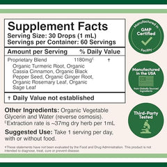 Close-up of Turmeric Curcumin Drops bottle and label
