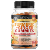 Bottle of Turmeric Curcumin with Ginger Gummies peach flavor - front view