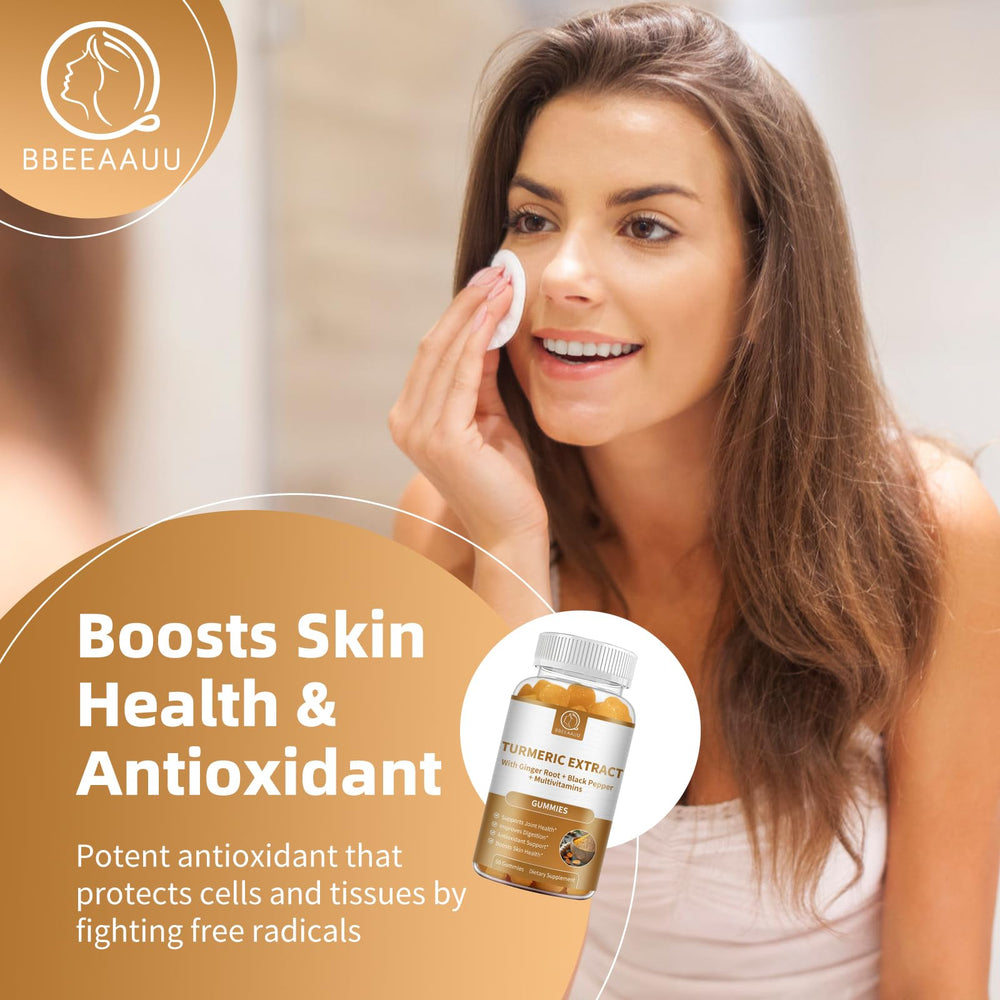 Health benefits graphic for turmeric curcumin gummies