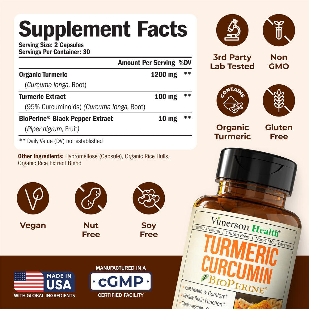 Joint support and digestive health turmeric curcumin capsules