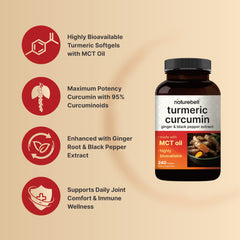 Softgel capsules in bottle infused with MCT oil for improved absorption