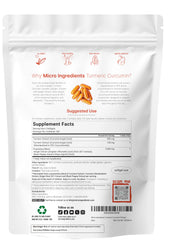 Back label of Turmeric Curcumin supplement bottle
