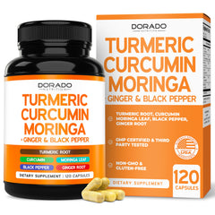 Turmeric Curcumin supplement bottle with 120 capsules