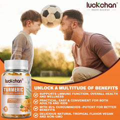 Adults and kids enjoying turmeric ginger gummies