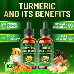 Close-up of the Turmeric Liquid dropper releasing drops