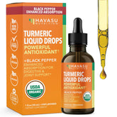 USDA Organic Turmeric Liquid Drops bottle with label