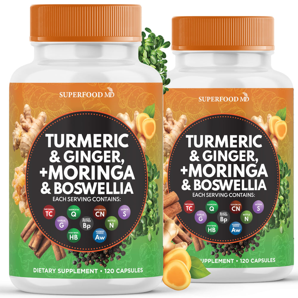 Turmeric Moringa supplement bottle