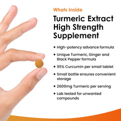 Bottle of Turmeric Tablets showing 365 tablets