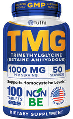 Tuthi TMG Supplement bottle label showing 1000mg trimethylglycine