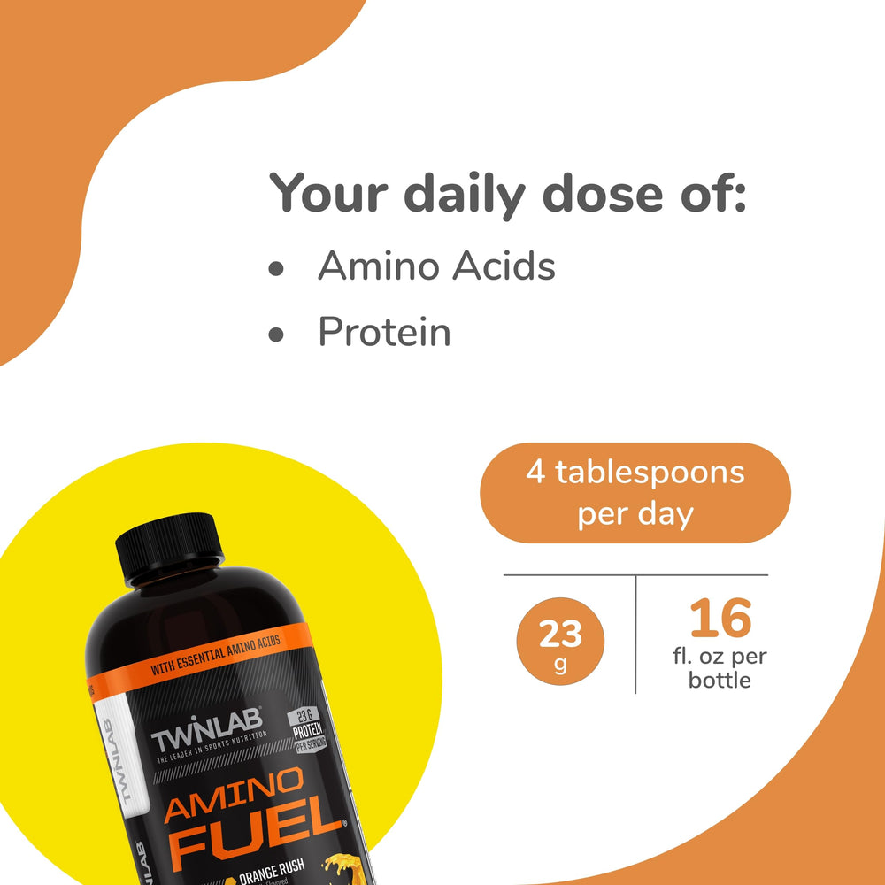 Serving scoop of Twinlab Amino Fuel Orange Rush
