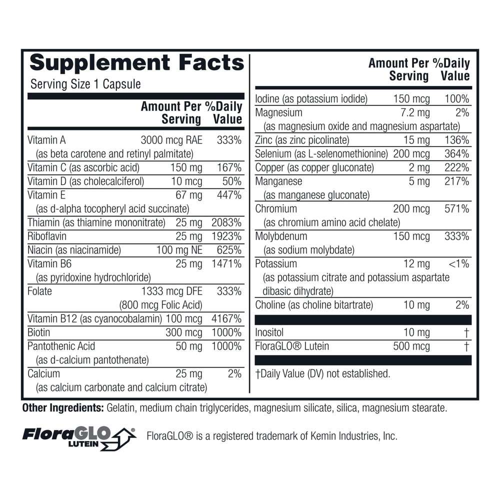 Back view of Twinlab Daily One Caps Without Iron 2-pack