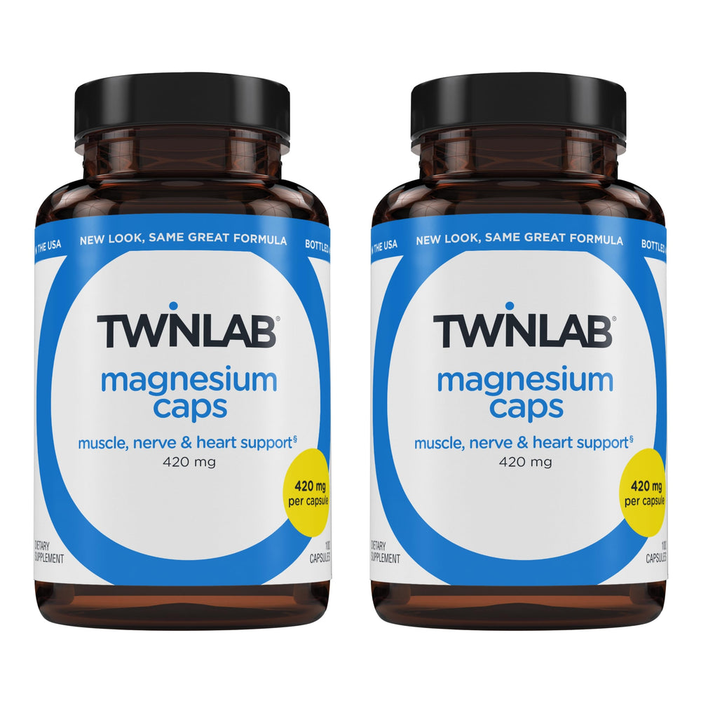 Twinlab Magnesium Caps bottle label showing 420 mg per serving