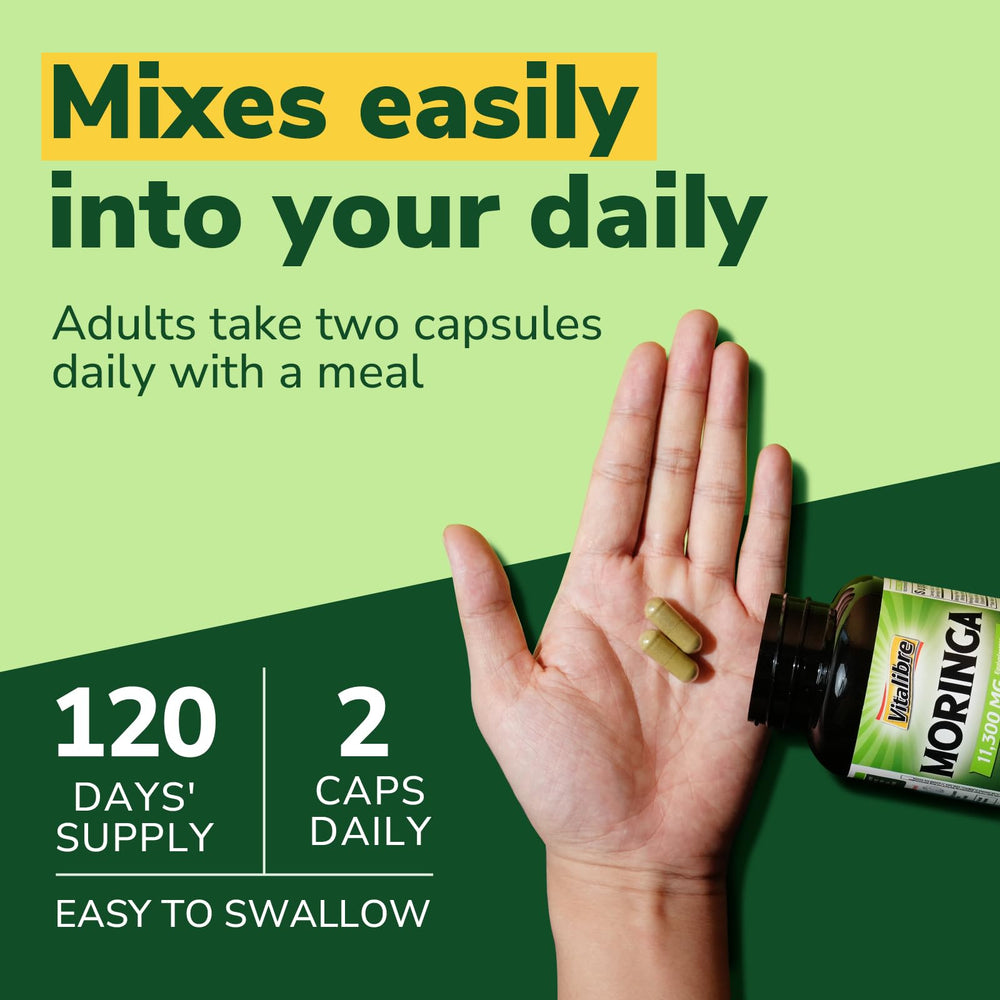 Two capsules serving with a glass of water