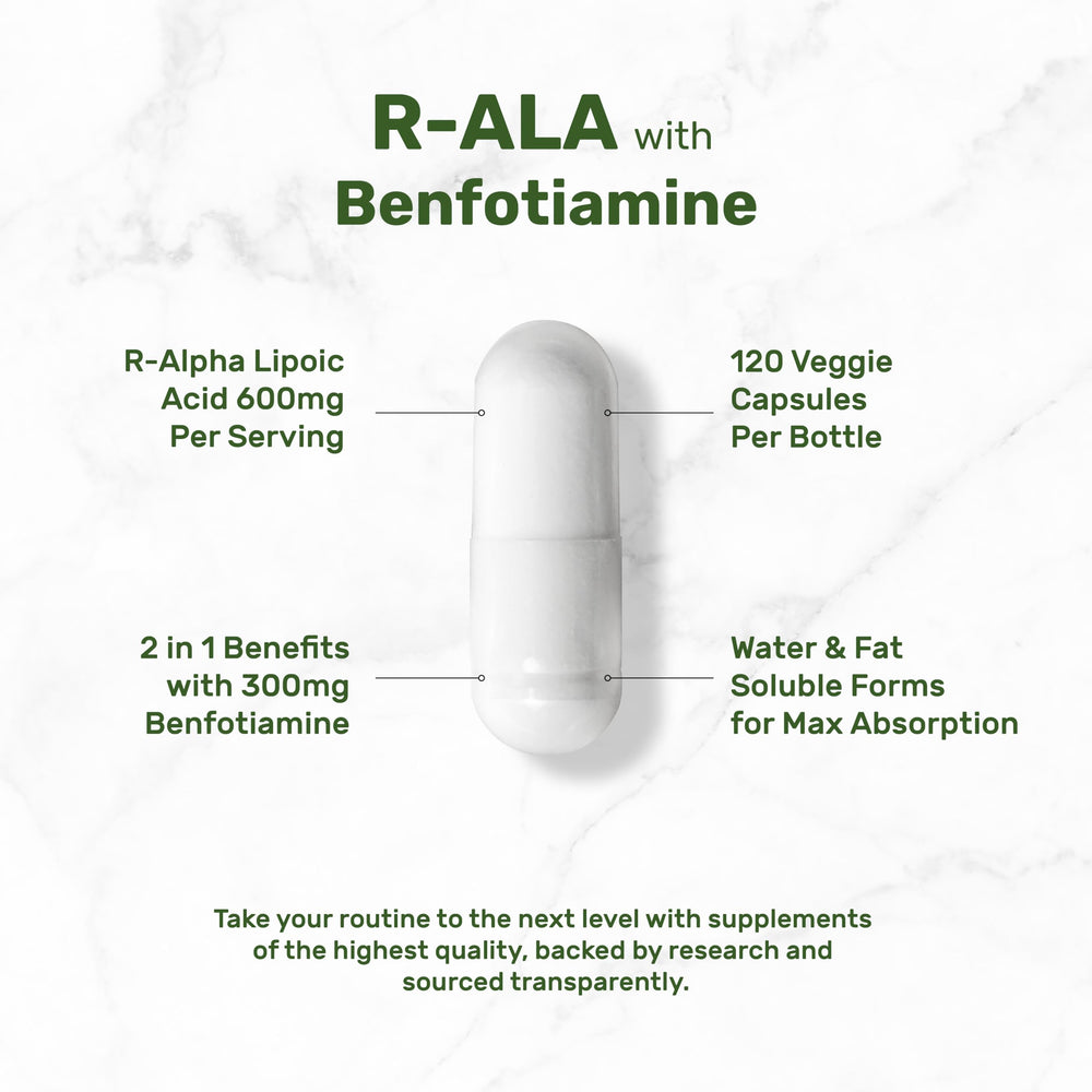 Two-in-one R-ALA and Benfotiamine capsules