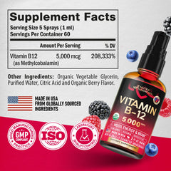 Two-month supply of Vitamin B12 spray bottle (2 fl oz)