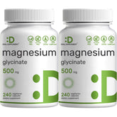 Two-pack Magnesium Glycinate 500mg bottle label