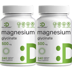 Two-pack Magnesium Glycinate 500mg bottle label
