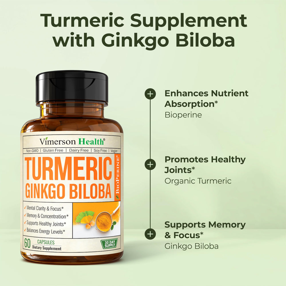 Two-pack supplement packaging for Ginkgo Biloba and Turmeric