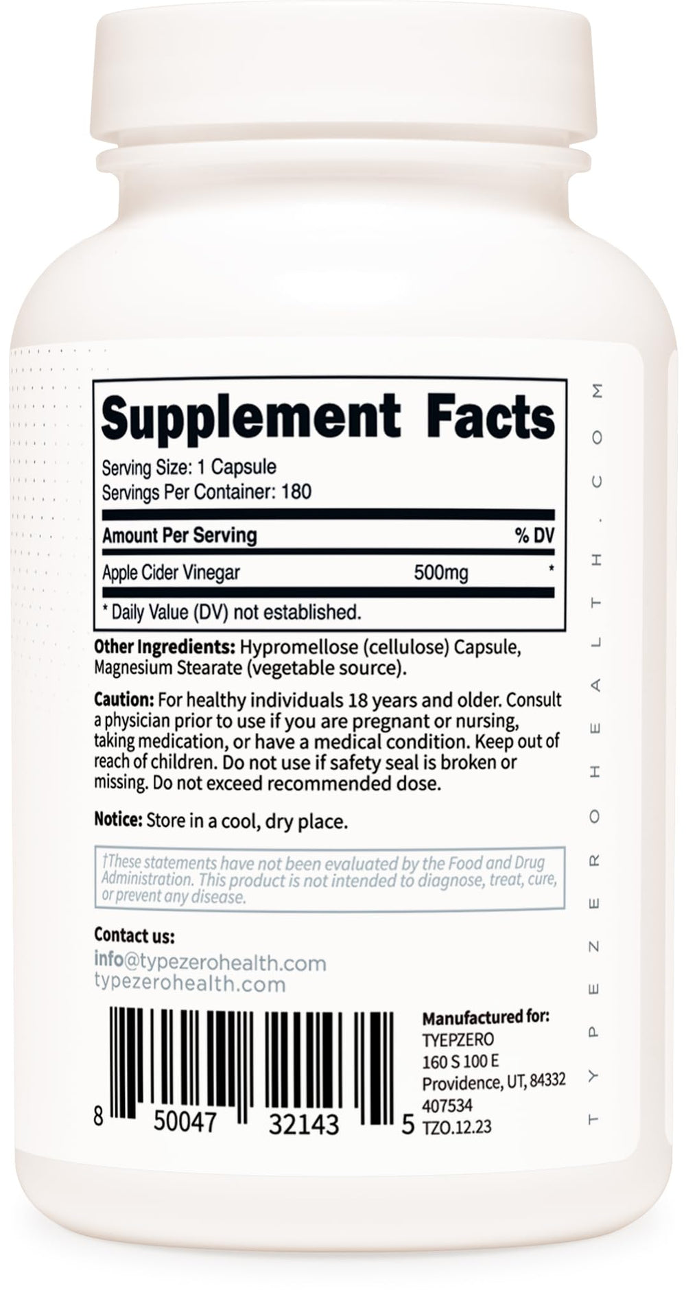 Type Zero product label with third-party testing badge showing verified purity