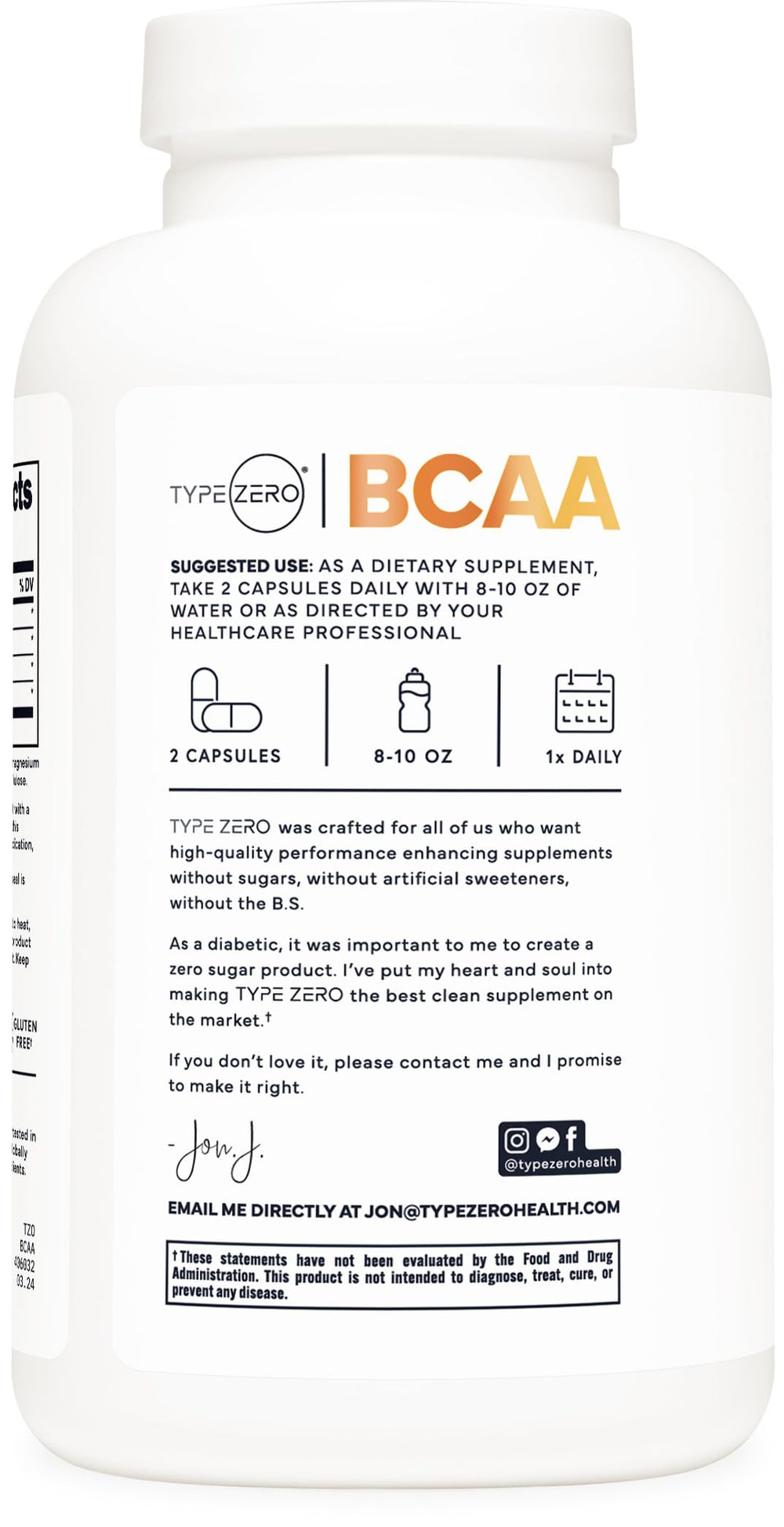 Close-up of Type Zero BCAA 1000mg capsules