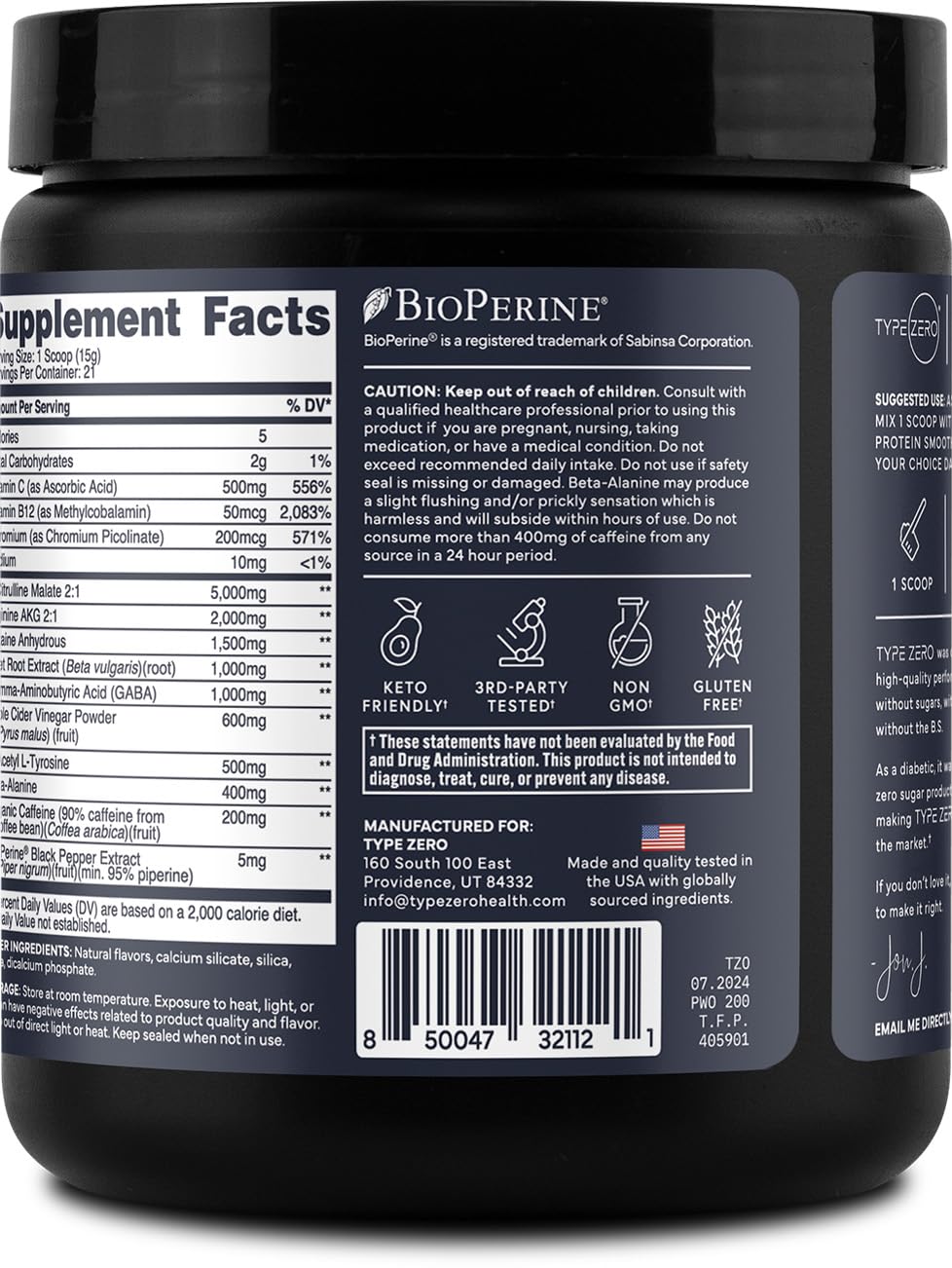 Pouring Type Zero Clean Pre Workout Fruit Punch serving