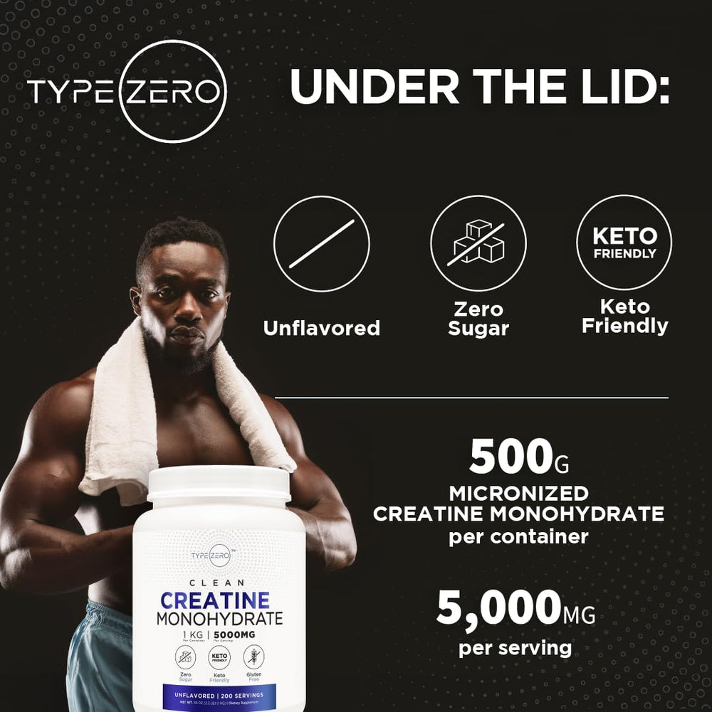 1 kg packaging of Type Zero Creatine Monohydrate