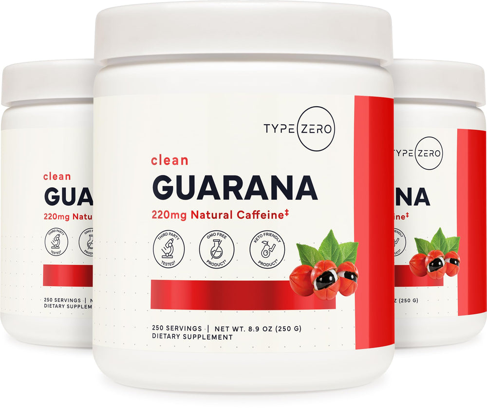 Type Zero Guarana Powder label nutrition highlights non-GMO and gluten-free benefits