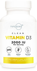 Type Zero Vitamin D3 2000 IU bottle with 240 softgels