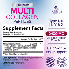 Label showing collagen types I II III V X