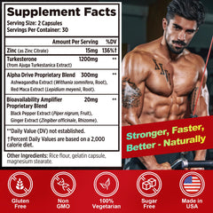 TyRengss turkesterone capsules close-up to emphasize endurance and post-workout recovery