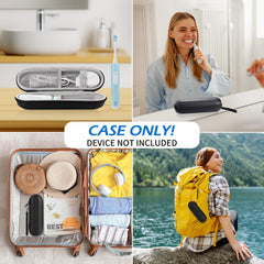 Mesh pockets inside the case for accessories like cord and toothpaste