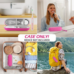 Closed view of TYSORETY pink travel case for portability