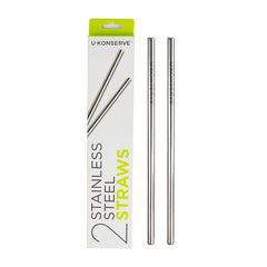 U-Konserve stainless steel straw set of 2, 8.5 inches long, in boxed packaging