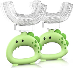 U-shaped kids toothbrush green - front view