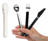 Uba portion control flatware set with silicone case - front view