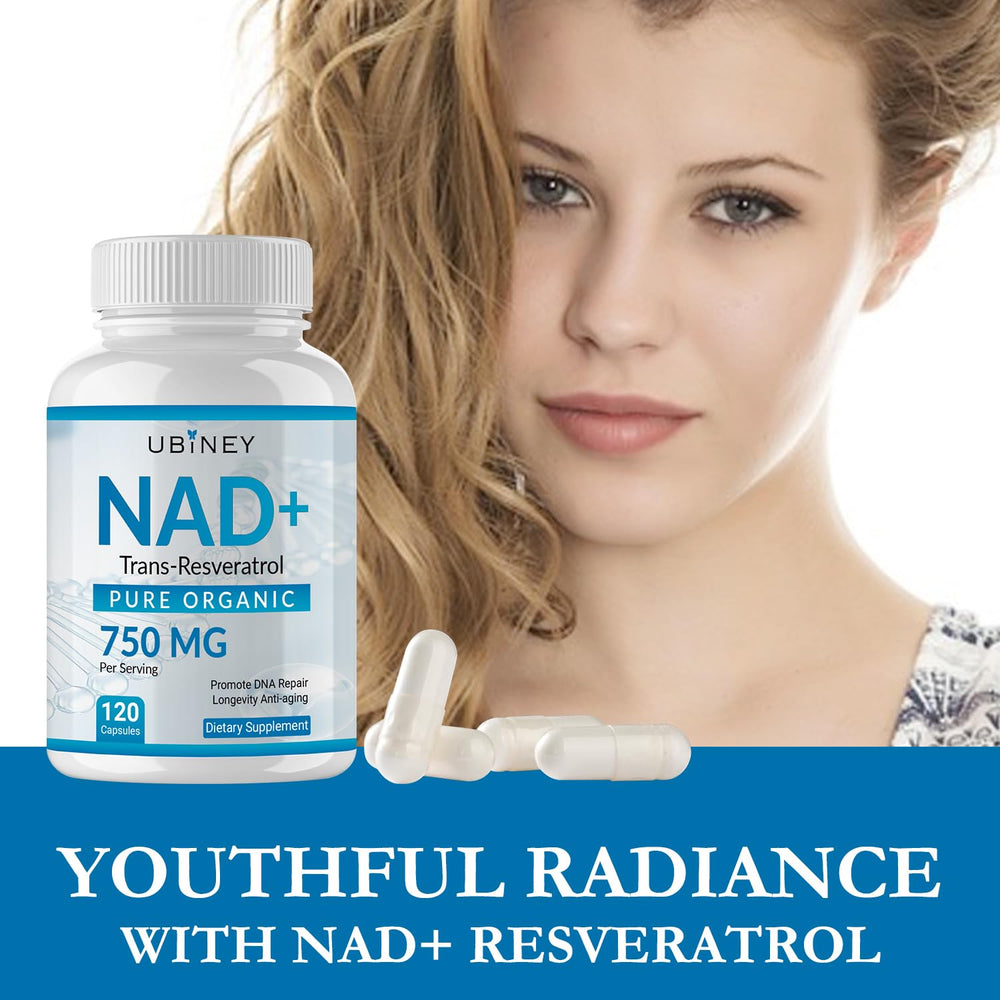 Ubiney NAD+ 120 vegan capsules bottle with packaging