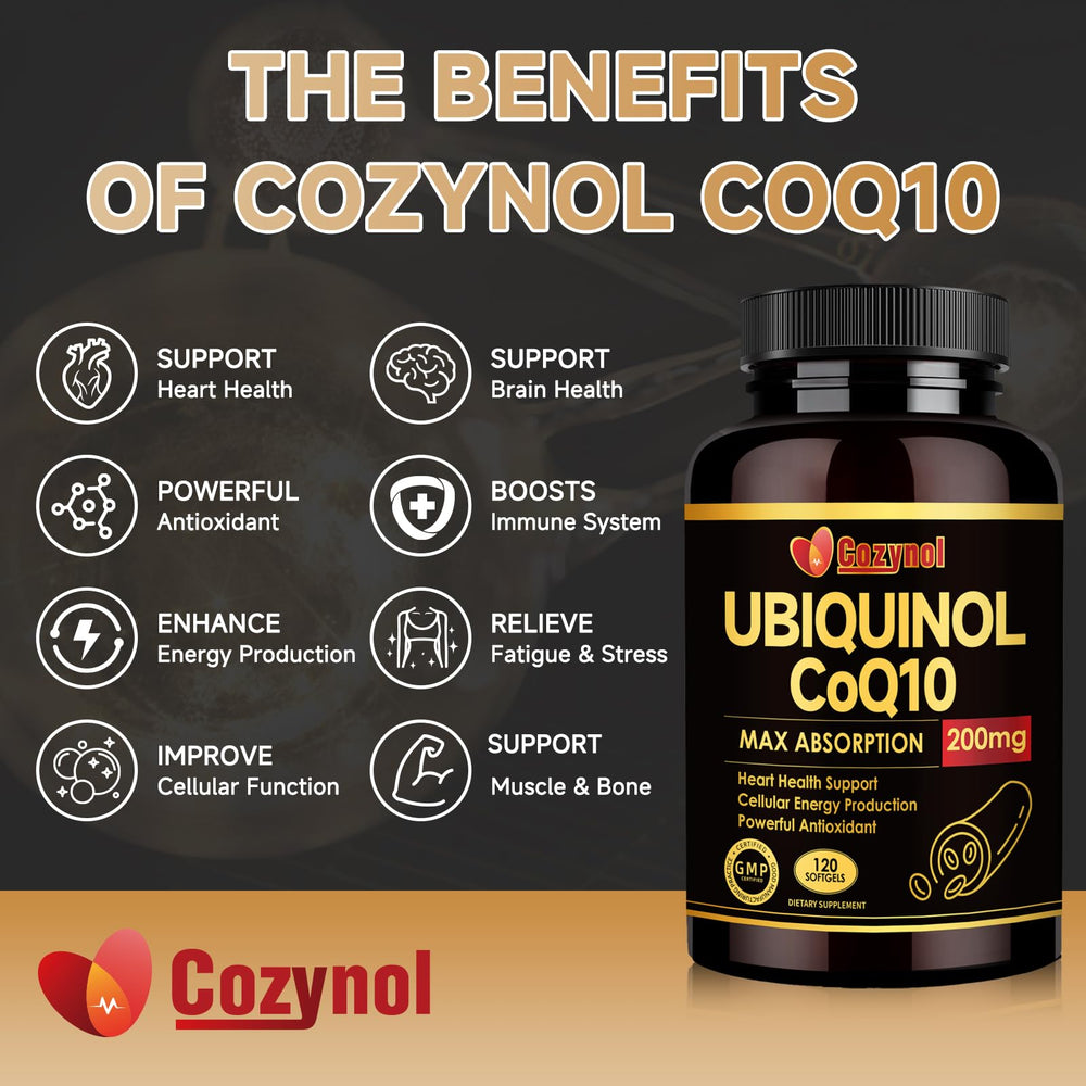 Non-GMO, gluten-free and dairy-free CoQ10 supplement packaging