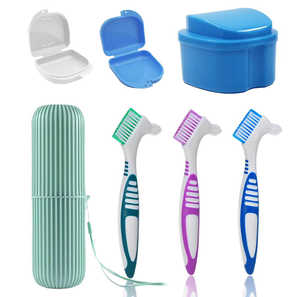 UBLNNFY 7-piece denture brush kit with green color and three brushes