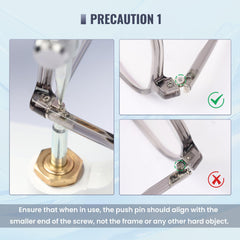 Compact, portable eyeglass screw puller with dimensions 3.94 x 3.03 x 6.69 inches