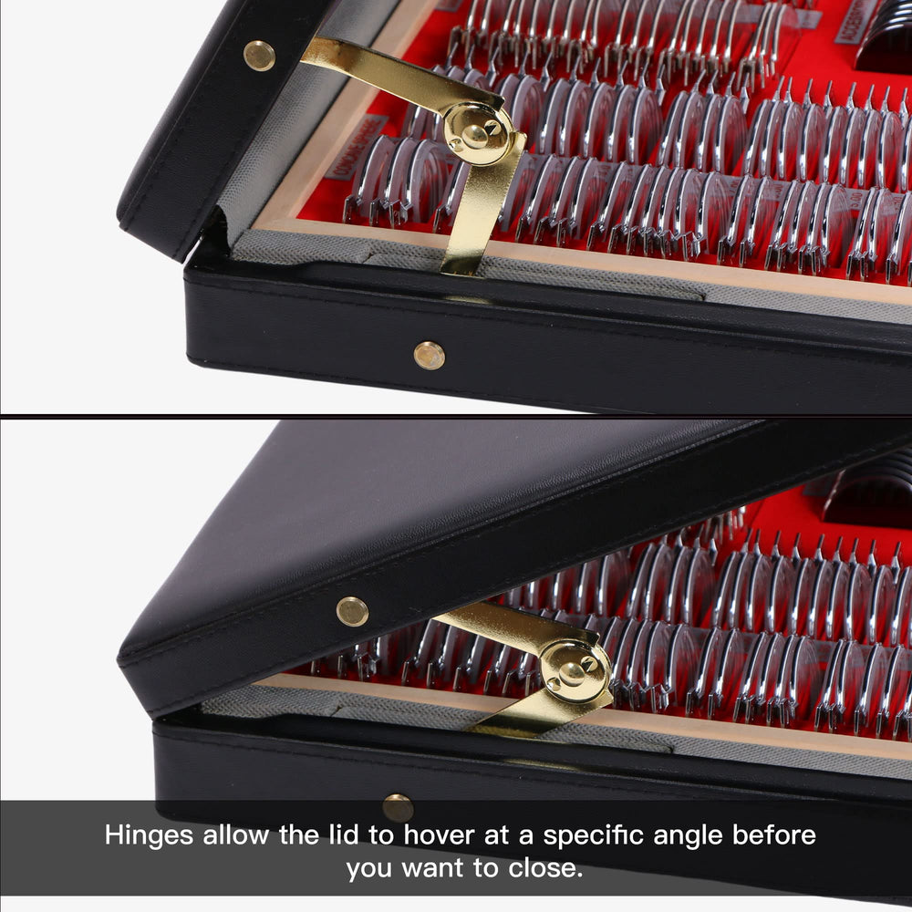 Hinged case cover allowing angled viewing during tests