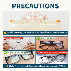 Non-metal eyeglasses frames being heated safely