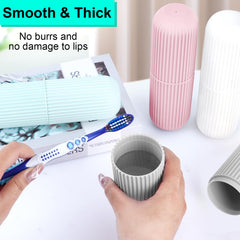 Two toothbrush cups inside the case, grey and white