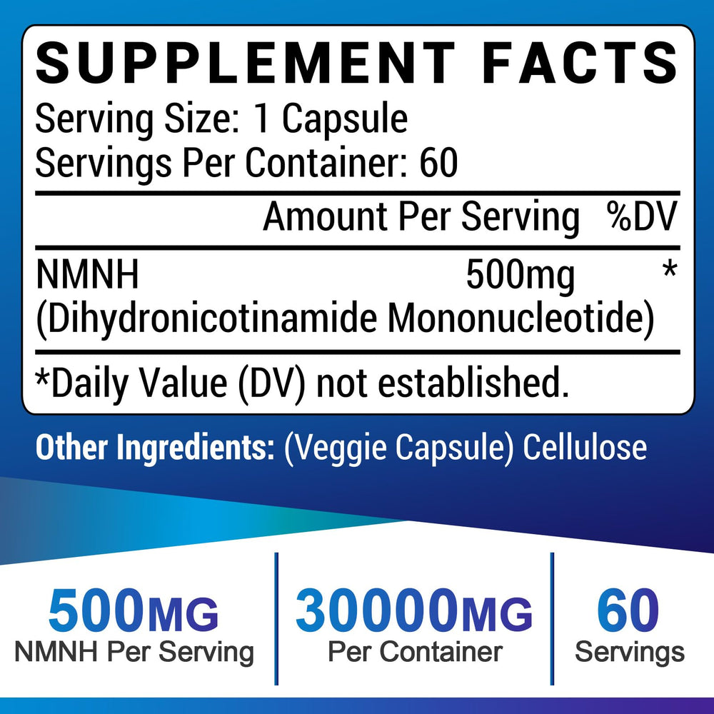 NMNH 500 mg capsules close-up