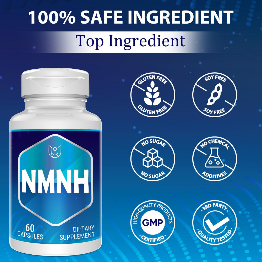 Serving graphic showing NMNH 60 capsules per bottle